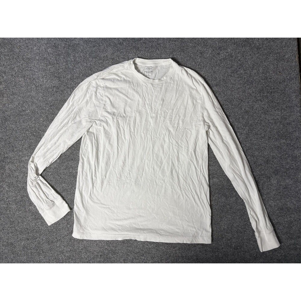 J.CREW Shirt Mens L White Long Sleeve Washed Tagless Jersey Tee Casual